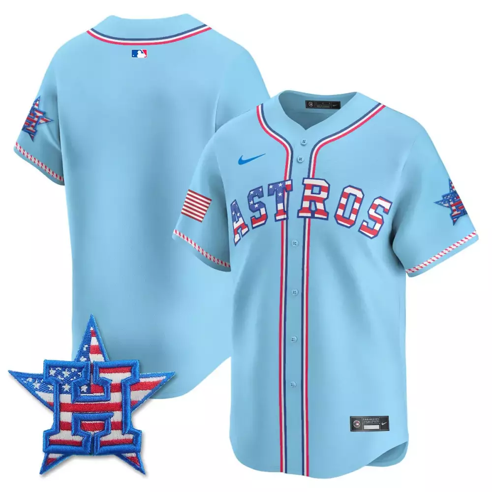 Fourth July Houston Astros Jersey Light Blue City Connect Star 2023 Men Alternate