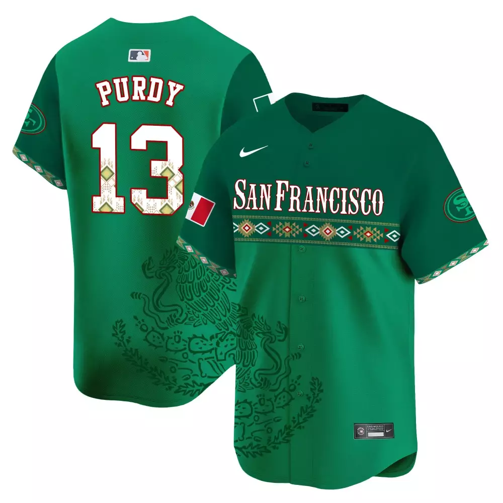Brock Purdy 13 San Francisco Jersey Green Mexican Heritage Mexico Flag Men Custom Design