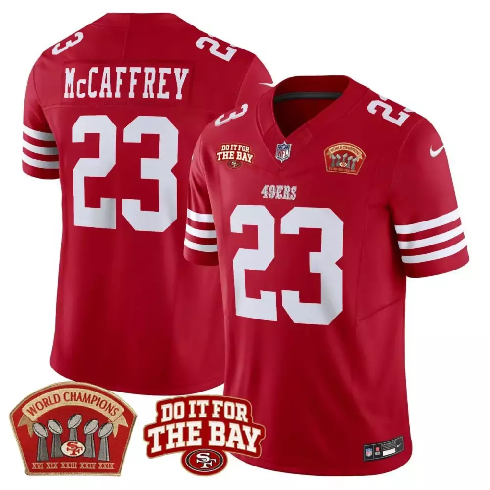 Christian Mccaffrey 23 49ERS Jersey Red World Champions Do It Bay Men NFL White All
