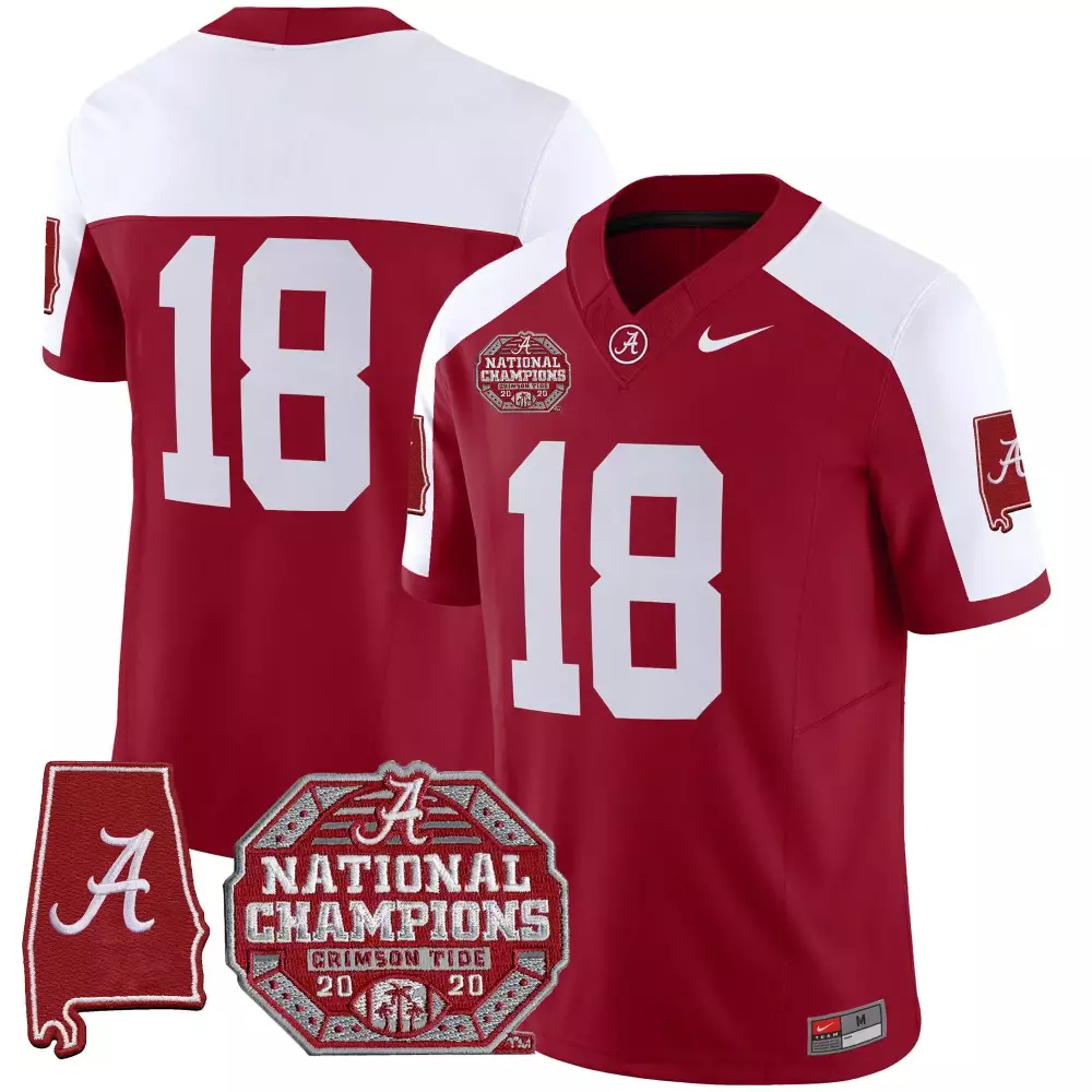 Bryce Young 18 Jersey Crimson 2020 National Champions Alabama Tide Men Split Design