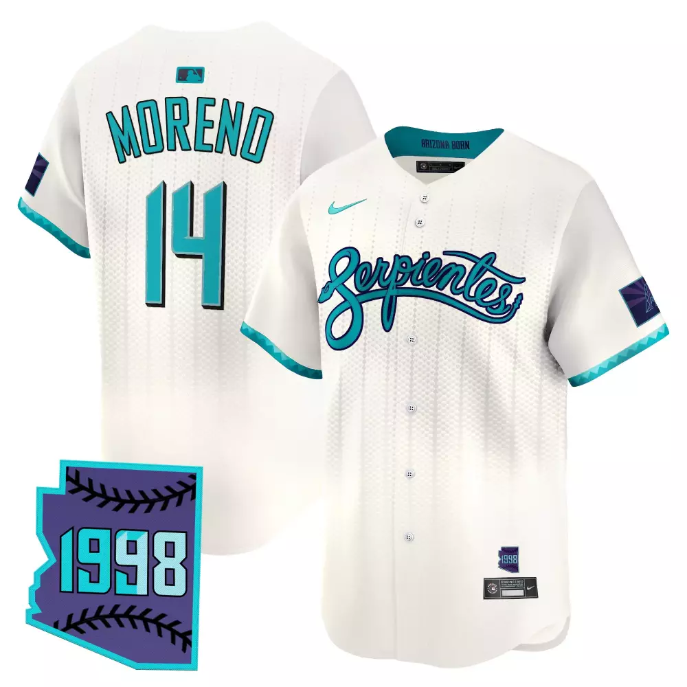 Gabriel Moreno 14 Jersey White Serpientes Arizona Diamondbacks Men Alternate Teal