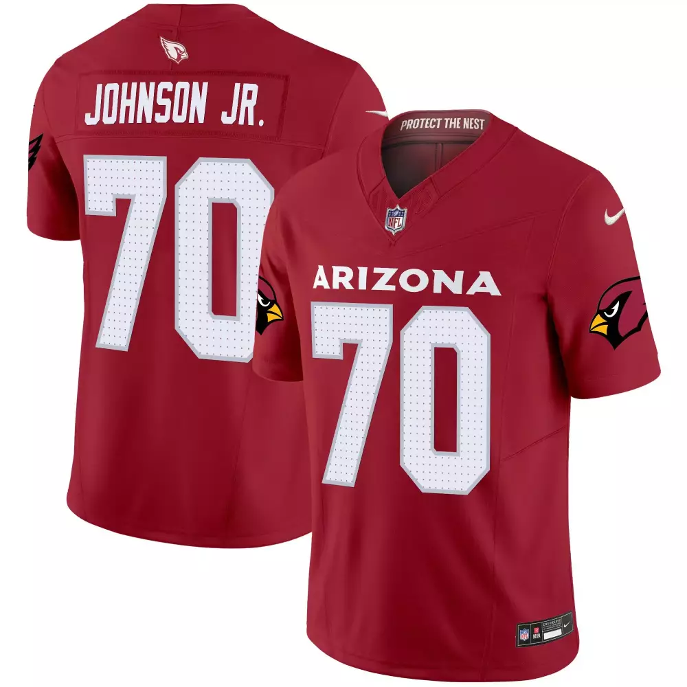 Paris Johnson Jr. 70 Jersey Red Arizona Cardinals Men White Vapor Limited All Stitched