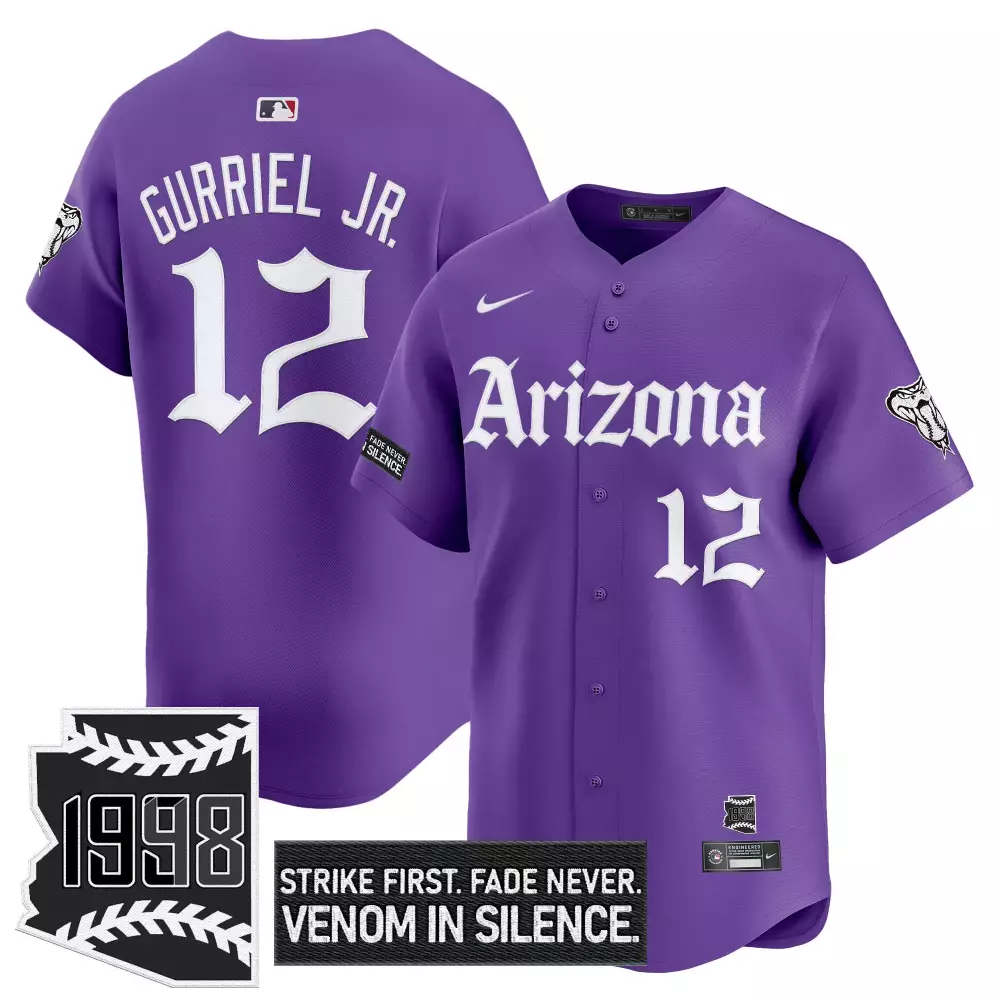 Gurriel Jr. 12 Jersey Purple Venom Arizona Diamondbacks Silence Men White Vapor Stitched