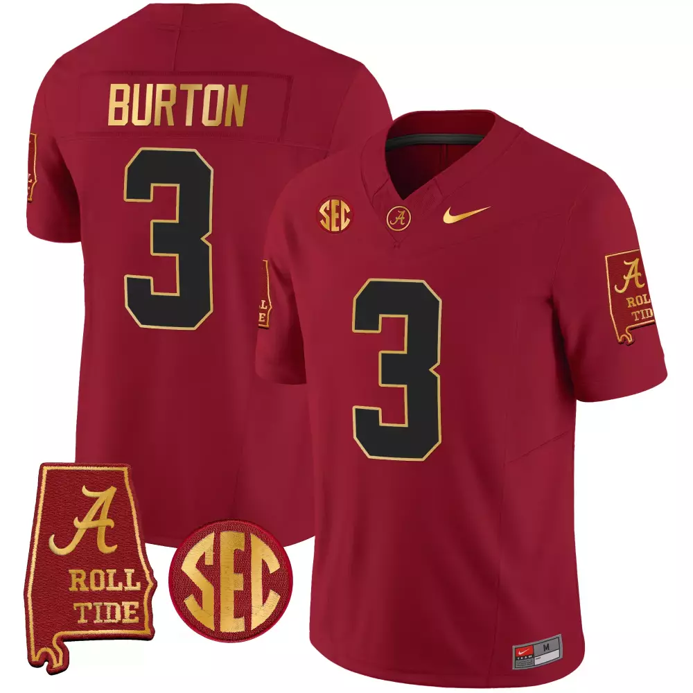 Jermaine Burton 3 Jersey Crimson Alabama Tide 'a' Roll Men Black Gold Vapor v3 All