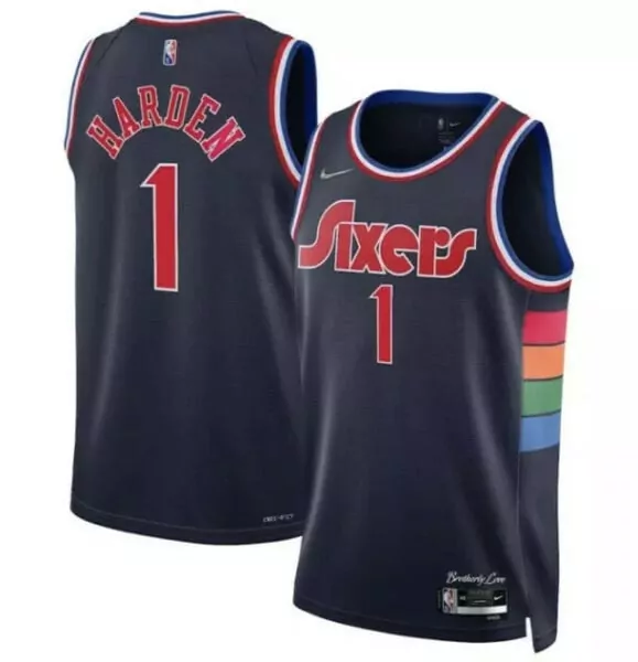 James Harden 1 Philadelphia 76ers Jersey Navy Men Red White Blue Light Orange Green