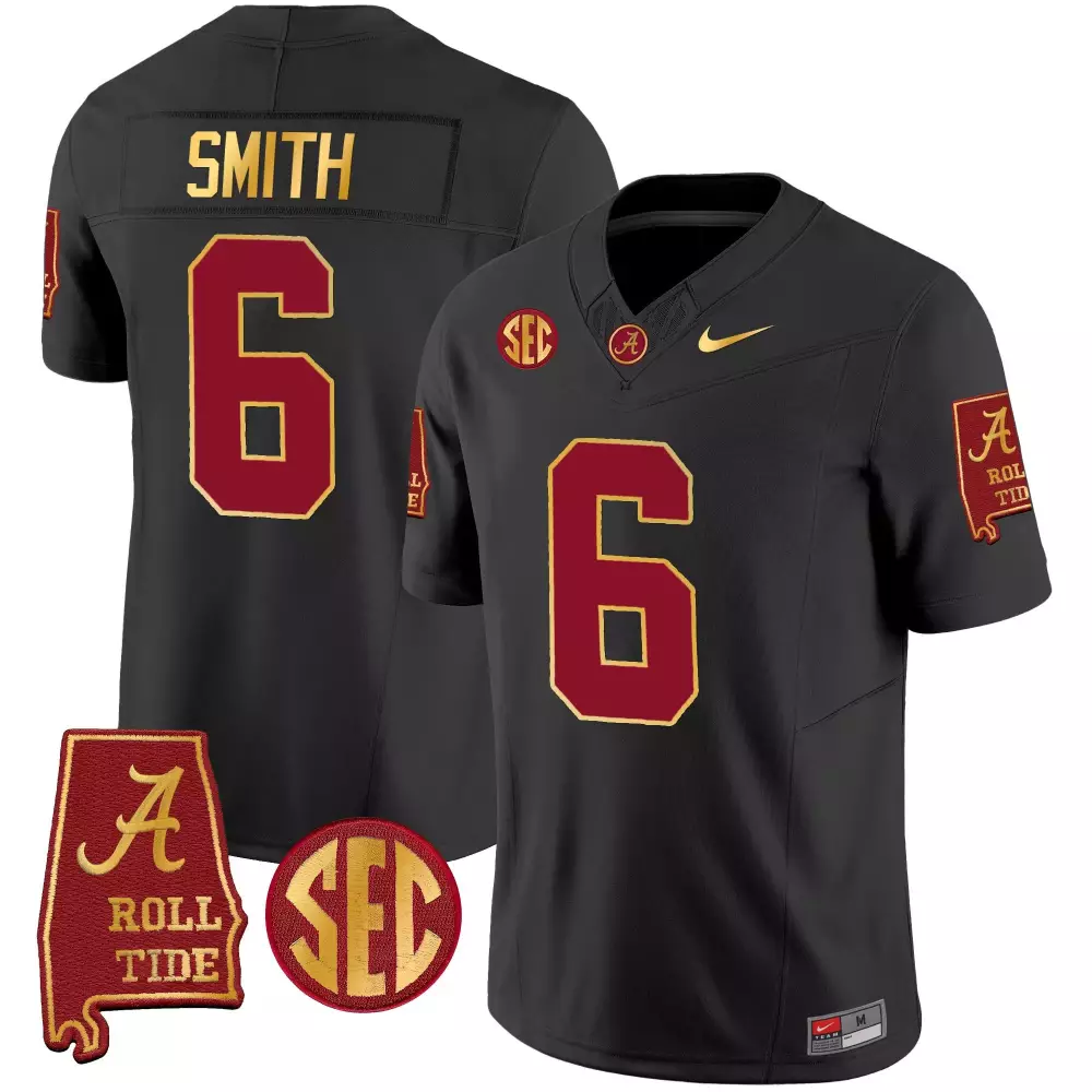 Devonta Smith 6 Jersey Black Alabama Crimson Tide State Men Red Gold Vapor v3 All