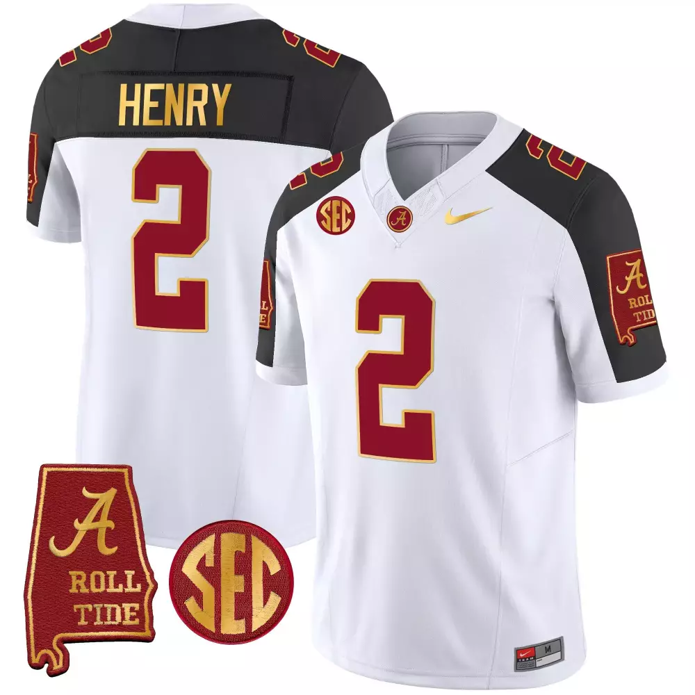 Derrick Henry 2 Jersey White Alabama Crimson Tide Roll Men Black Vapor v3 All Stitched