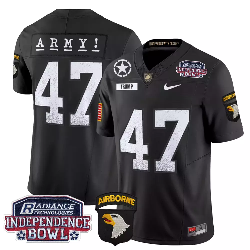 Donald Trump 47 Army Jersey Black Radiance Technologies Independence Bowl Airborne