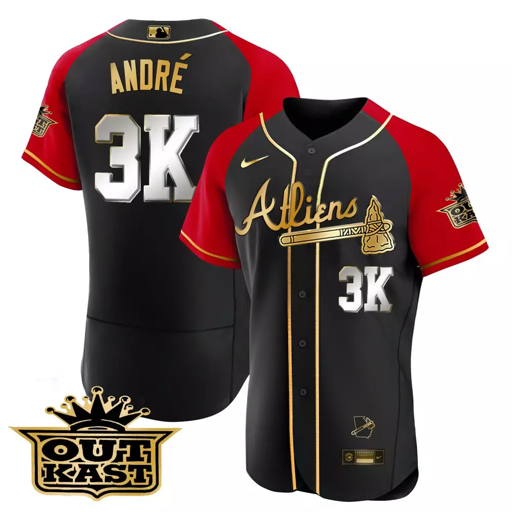 Andre Atliens 3 Atlanta Braves Jersey Black Outkast Georgia Outline Men Alternate