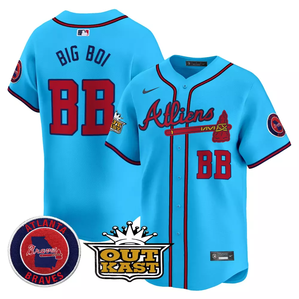 Big Boi 88 Atlanta Braves Jersey Light Blue Outkast Playoffs 2023 Men Alternate Red
