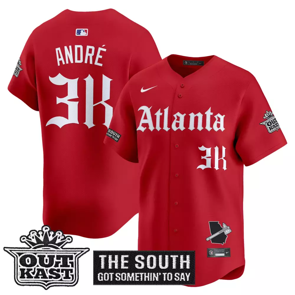 Andr Outkast Atlanta Jersey Red 2023 Men White Vapor Stitched Embroidered
