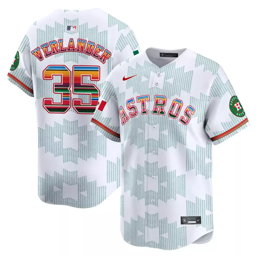 Justin Verlander 35 Astros Jersey White City Connect Mexican Flag Men Alternate Custom Design