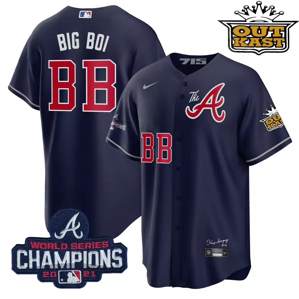 Big Boi Atlanta Braves Jersey Navy World Series Champions 2021 Outkast Men Red White