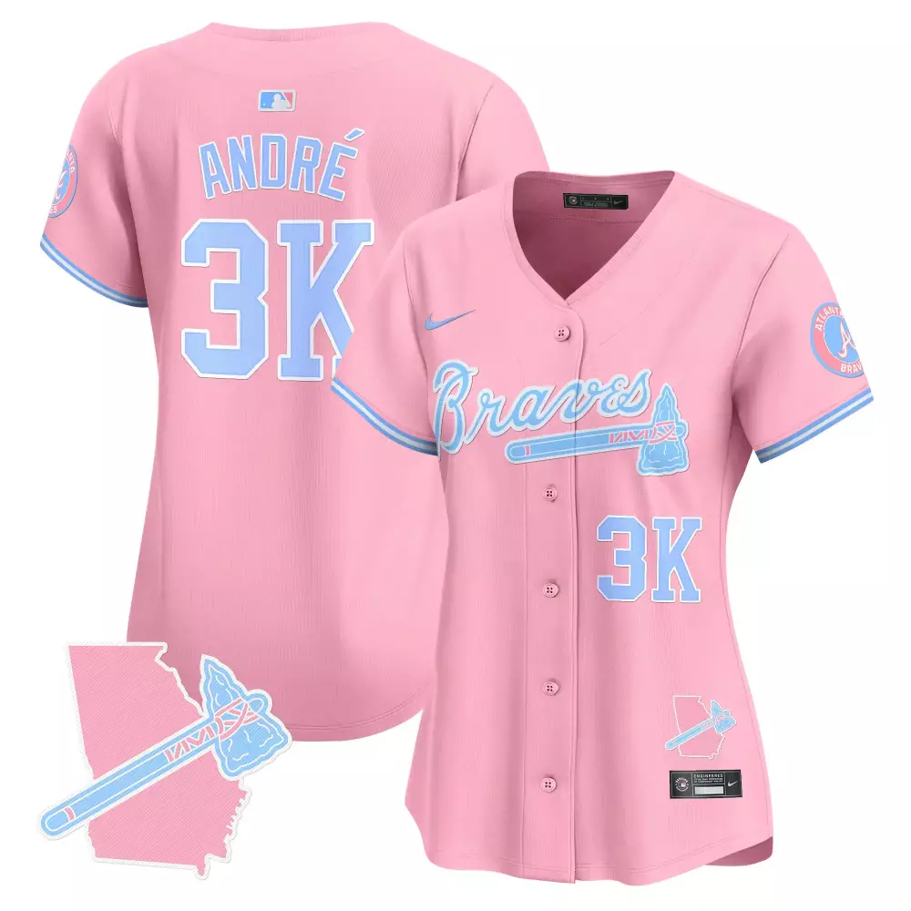 Andre Bubblegum Atlanta Braves Jersey Pink Breast Cancer Awareness Georgia Outline Tomahawk