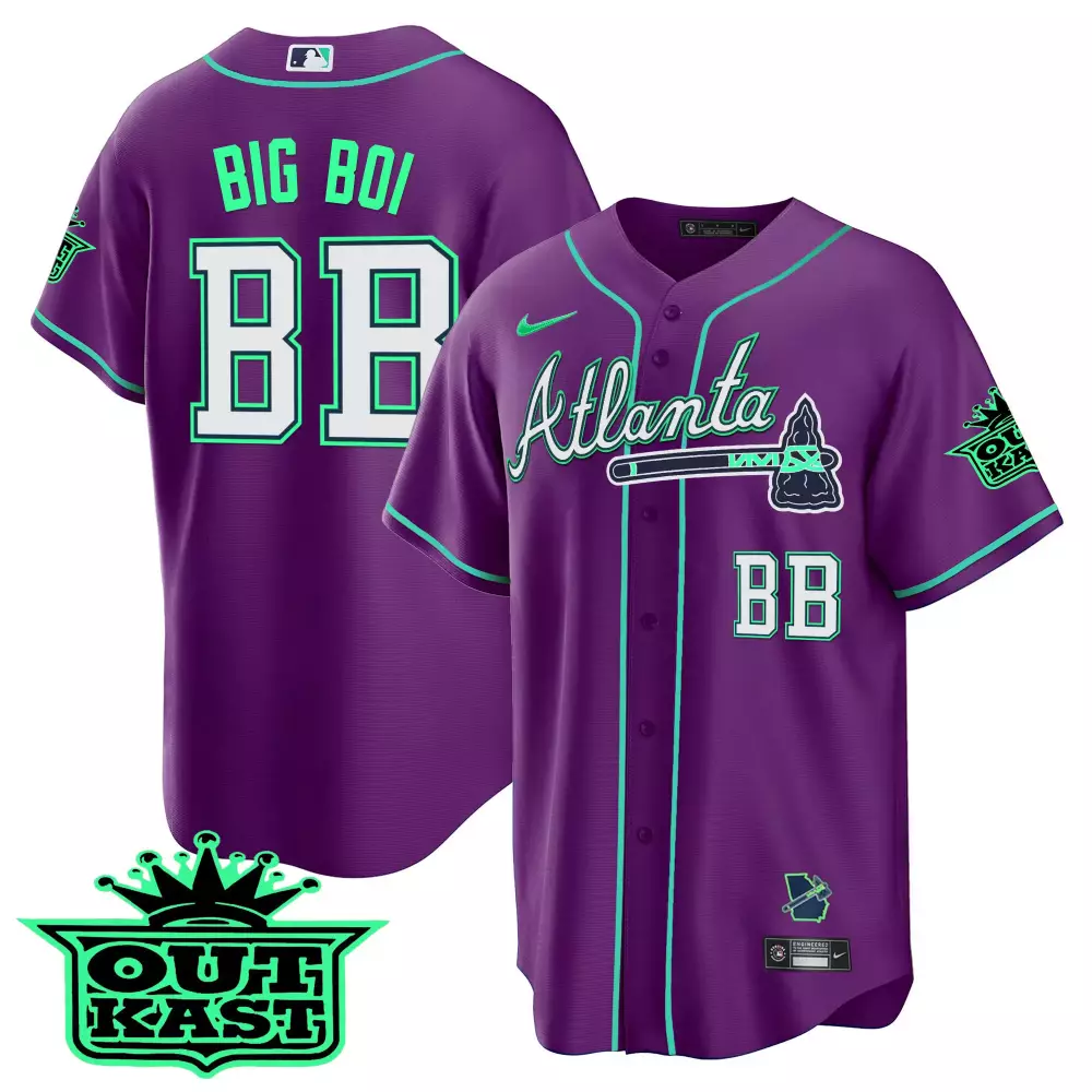 Big Boi 88 Atlanta Jersey Purple Outkast Men Teal White All Stitched Vapor