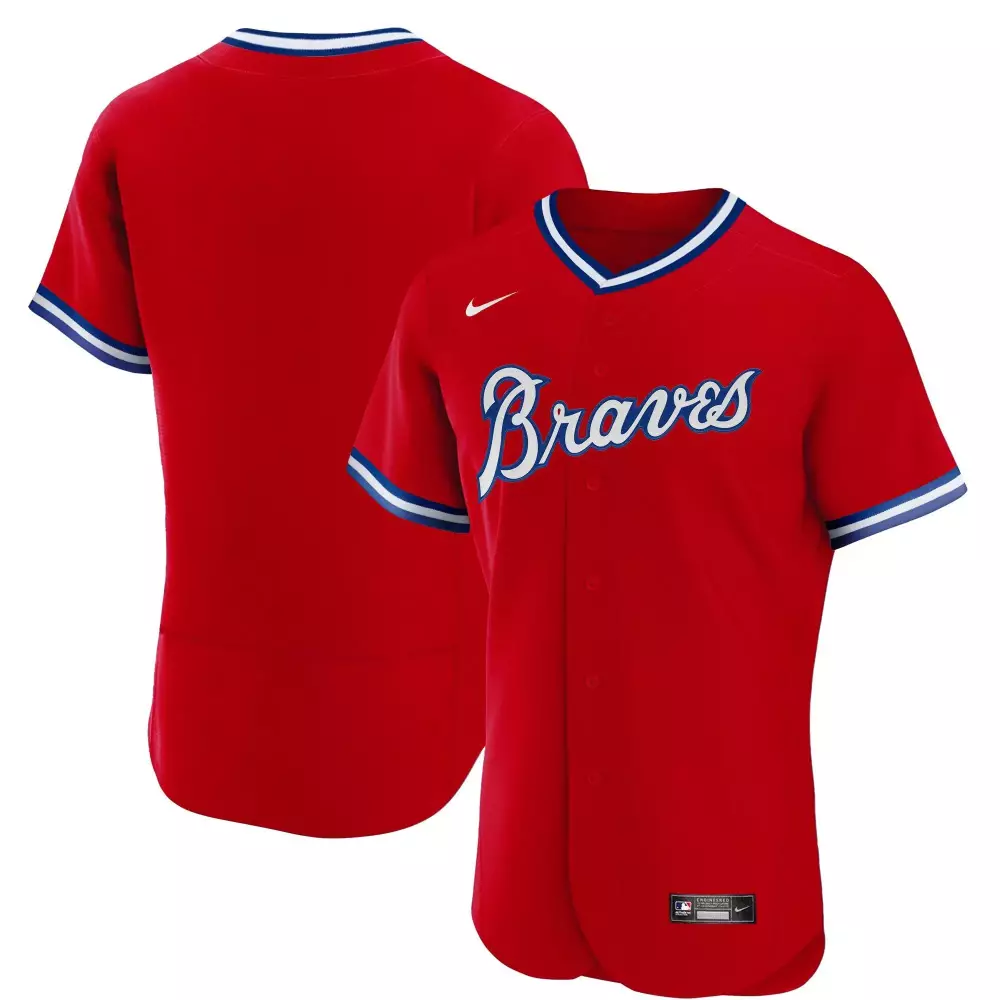 Custom Braves Jersey Red Blue White Throwback Flex Base All Stitched
