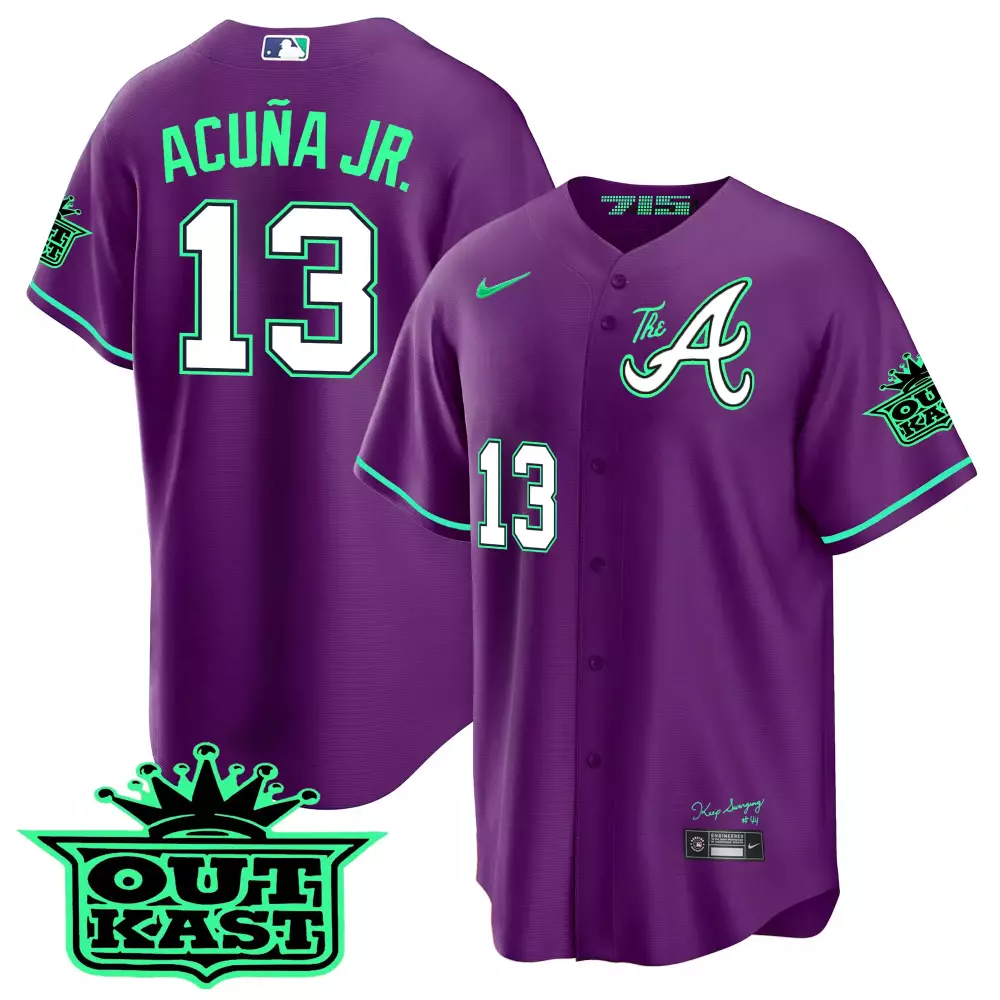 Acua Jr. 13 Atlanta Braves Jersey Purple City Connect Outkast 2023 Men Alternate