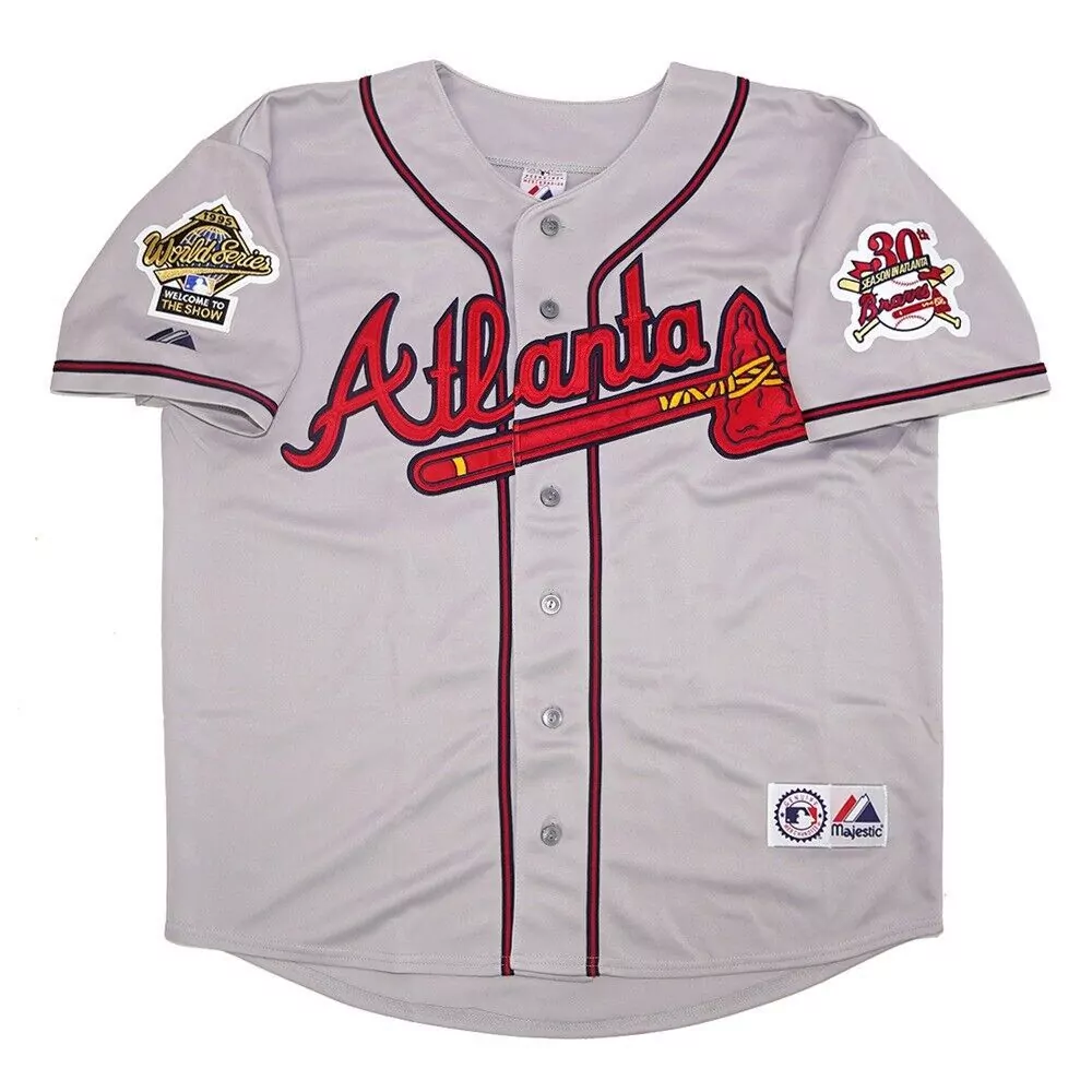 Reynaldo Lopez 1 Atlanta Braves Jersey Grey 1995 World Series 30th Season Men Red