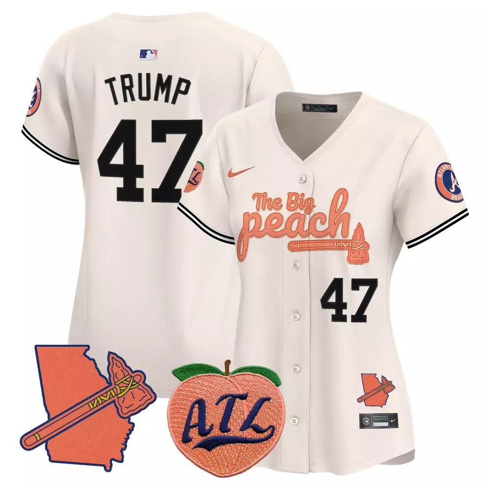 Donald Trump 47 Atlanta Braves Jersey Cream City Connect Georgia Outline Tomahawk Peach Atl