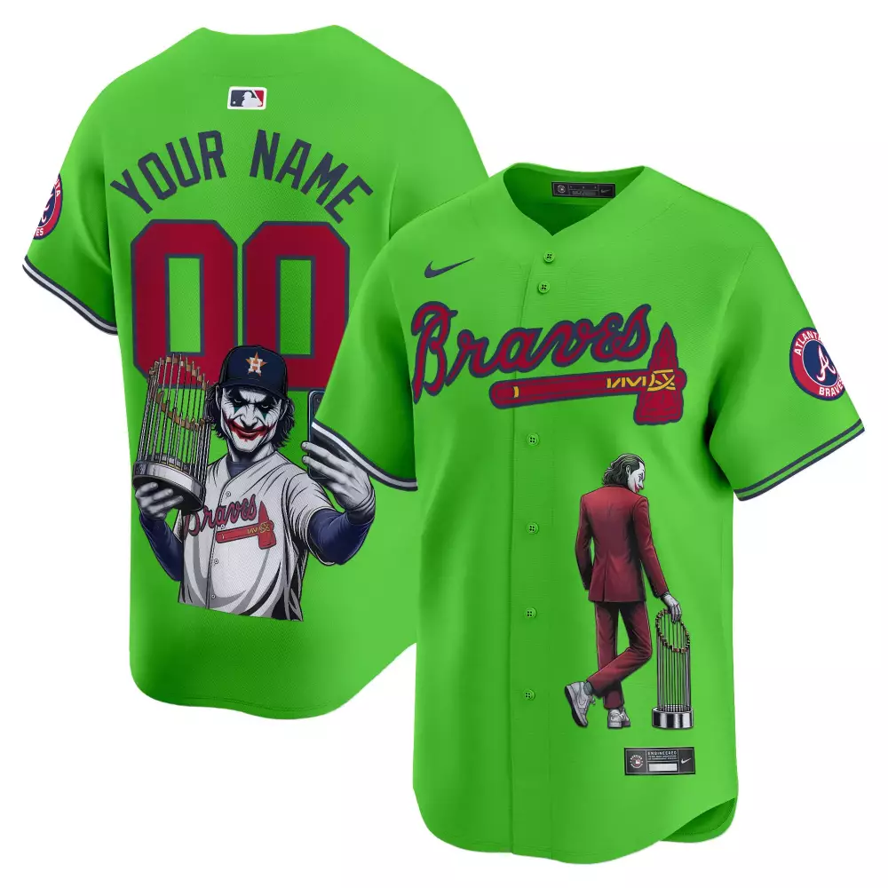 Custom Braves Jersey Green Navy Red All Stitched Vapor