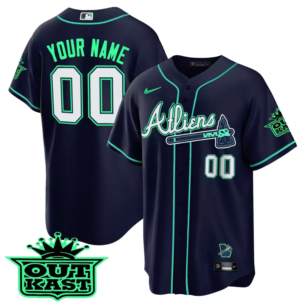 Custom Atlanta Jersey Navy Outkast Georgia Mint Green Cool Base Stitched