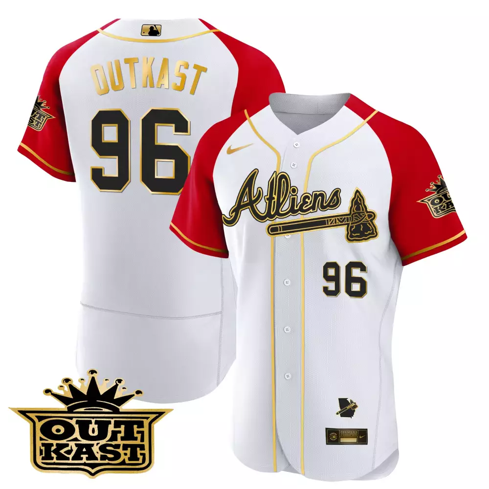 Outkast 96 Atlanta Braves Jersey White Skyline Outer Space Men Alternate Split Design