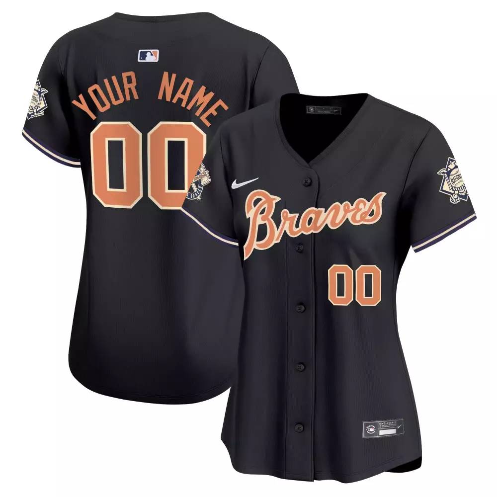 Custom Braves Jersey Black World Series Champions National League Men Orange White