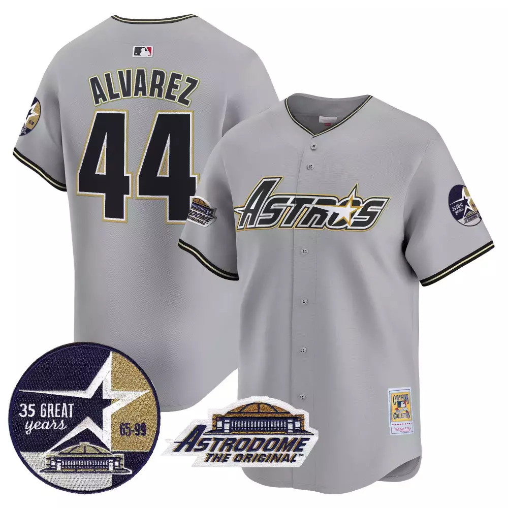 Yordan Lvarez 44 Astros Jersey Grey Astrodome Original 35 Great Years 65-99 Men Black