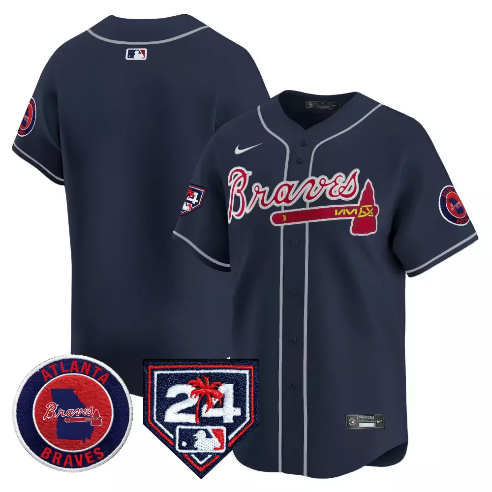 Eddie Rosario 24 Atlanta Braves Jersey Navy Number Palm Tree Men Red White Vapor