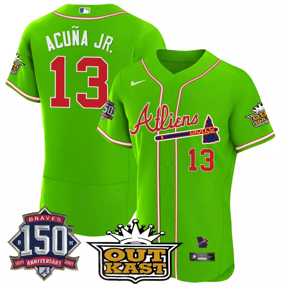 Acua Jr. 13 Braves Jersey Green Outkast 150th Anniversary 1871-2021 Men Alternate