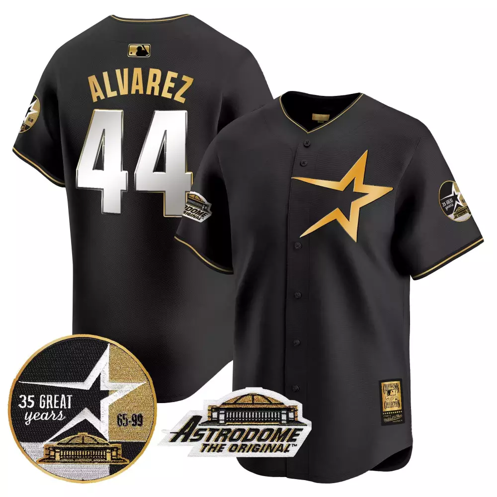 Yordan Lvarez 44 Houston Astros Jersey Black Astrodome 35 Great Years Original Men
