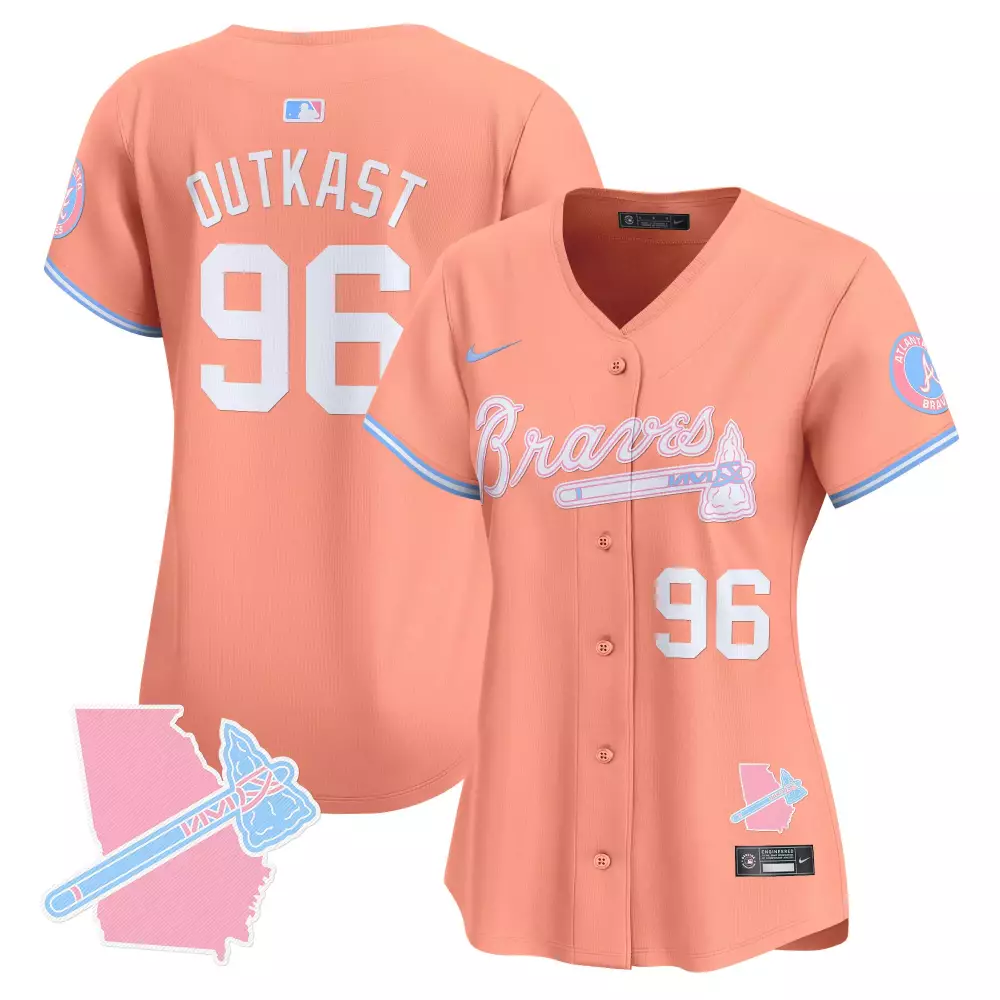 Outkast Peach 96 Atlanta Braves Jersey City Connect Women Alternate Split Design