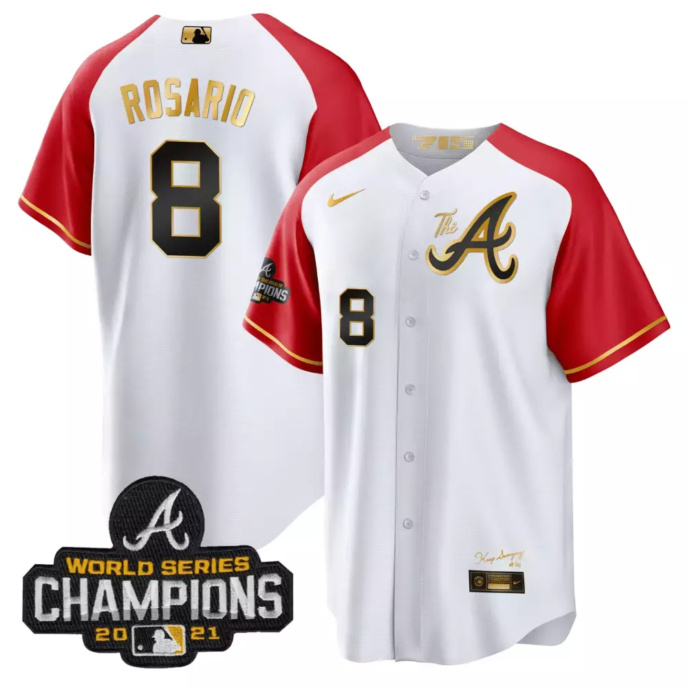 Eddie Rosario 8 Atlanta Braves Jersey White World Series Champions 2021 Men Split