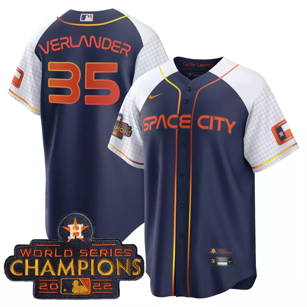 Verlander Space 35 Houston Astros Jersey Navy City World Series Champions 2022 Men