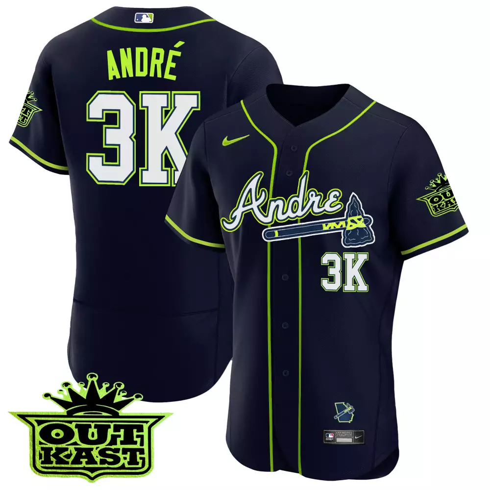 André Atlanta Braves Jersey Navy Blue Outkast Georgia State Outline 2023 Men Alternate