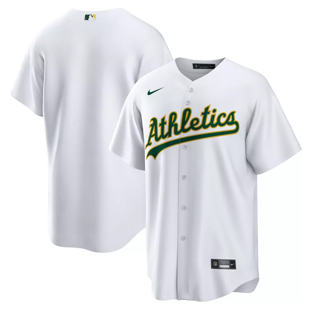 Blank Oakland Athletics Jersey White Green Gold Home Replica