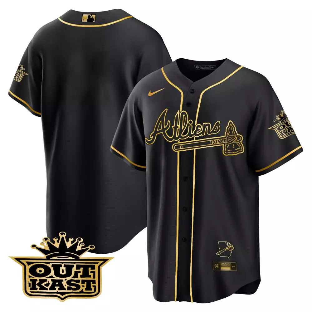 Dansby Swanson 7 Atlanta Braves Jersey Black City Connect Outkast Georgia State Outline Tomahawk