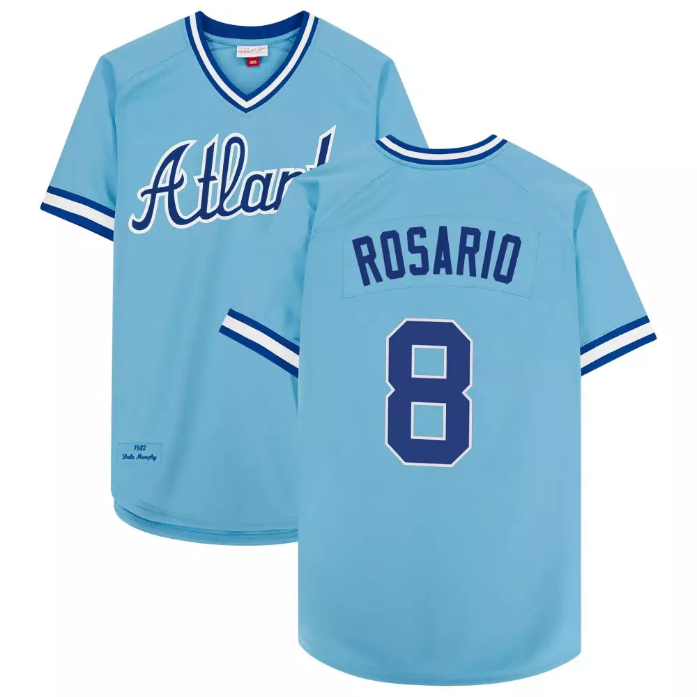 Eddie Rosario 8 Atlanta Braves Jersey Light Blue 1982 Dale Murphy Men White Navy