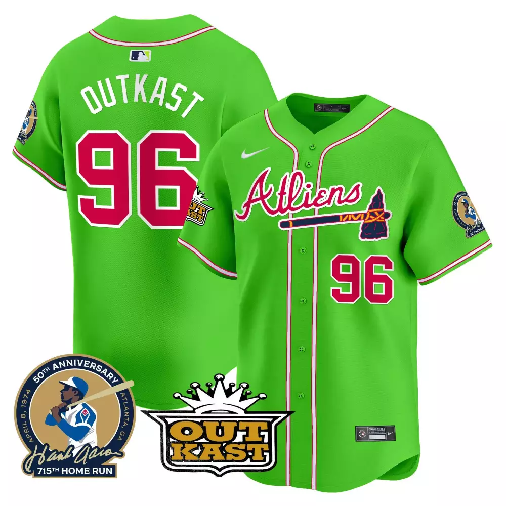Outkast Bright 96 Atlanta Braves Jersey Green Collaboration Men Pink White Vapor