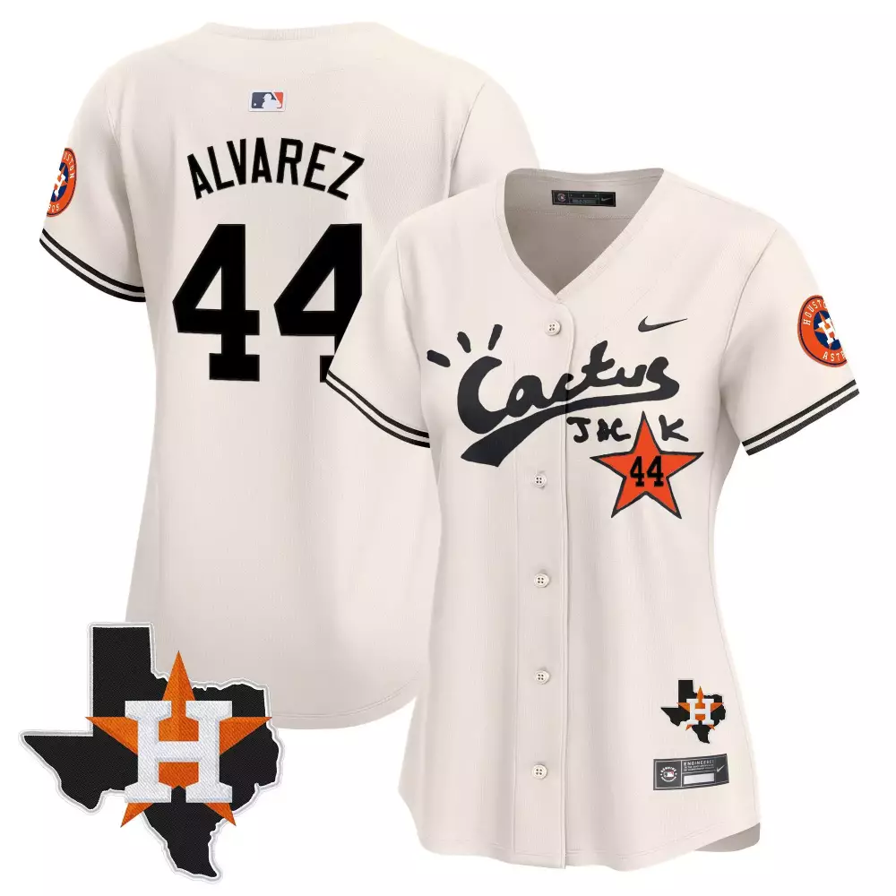 Yordan Lvarez 44 Houston Astros Jersey Cream Men Black Orange Vapor Premier Limited