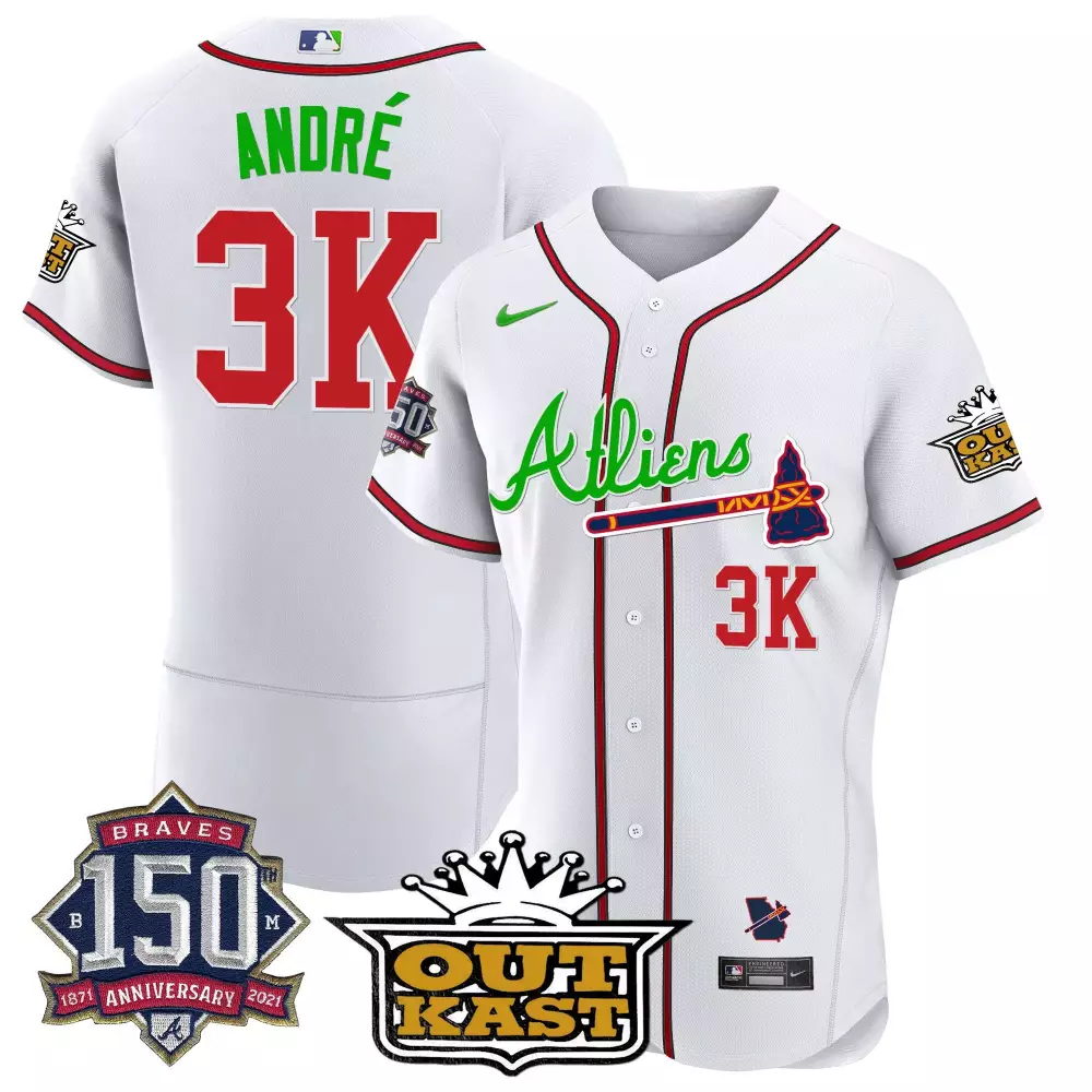 Andre Atliens Atlanta Braves Jersey White 150th Anniversary 1871-2021 Authentic Collection 2021