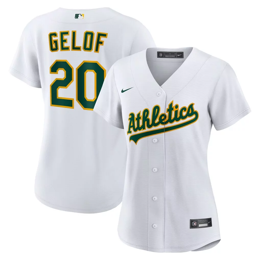 Zack Gelof 20 Athletics Jersey White Women Green Yellow Home Replica