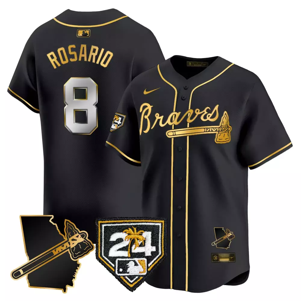 Eddie Rosario 8 Braves Jersey Black City Connect Georgia 2024 Men Gold Vapor Premier