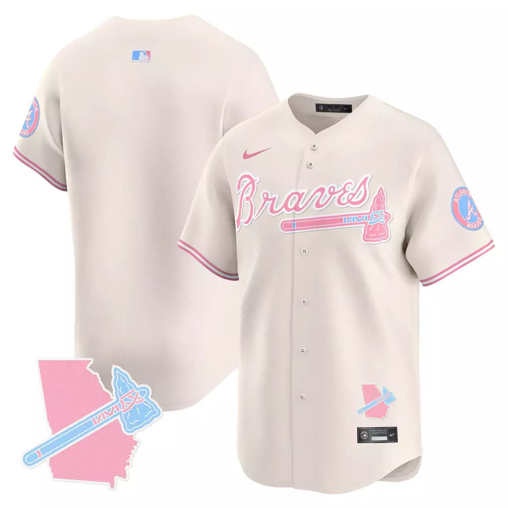 Atlanta Braves Jersey Cream City Connect Men Alternate Pink Light Blue All Stitched