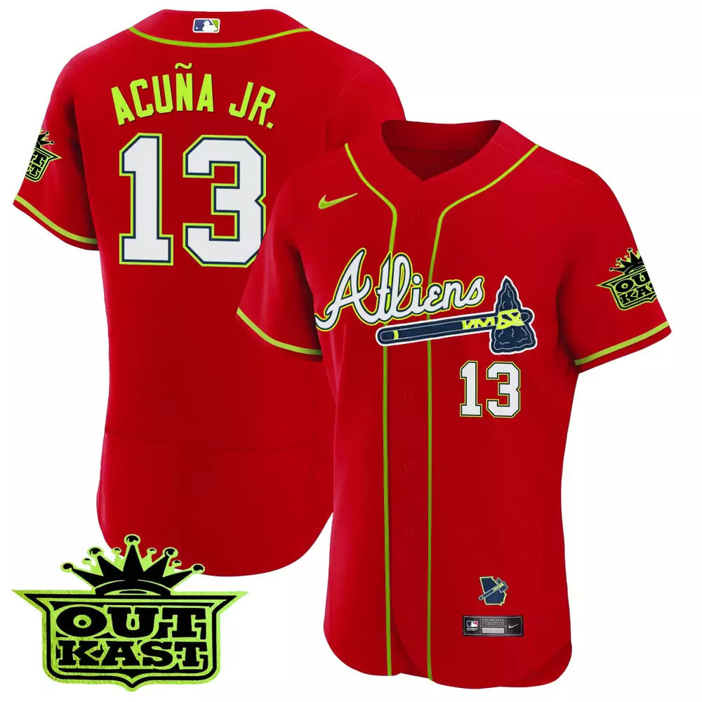 Ronald Acuna Jr. 13 Jersey Red City Connect Atlanta Braves Outkast 2024 Men Alternate