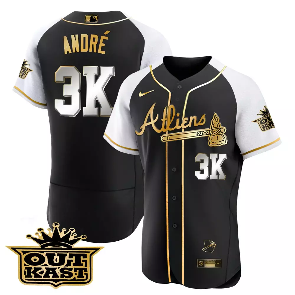 Andre Atliens Atlanta Braves Jersey Black Outkast Georgia Outline Men White Gold