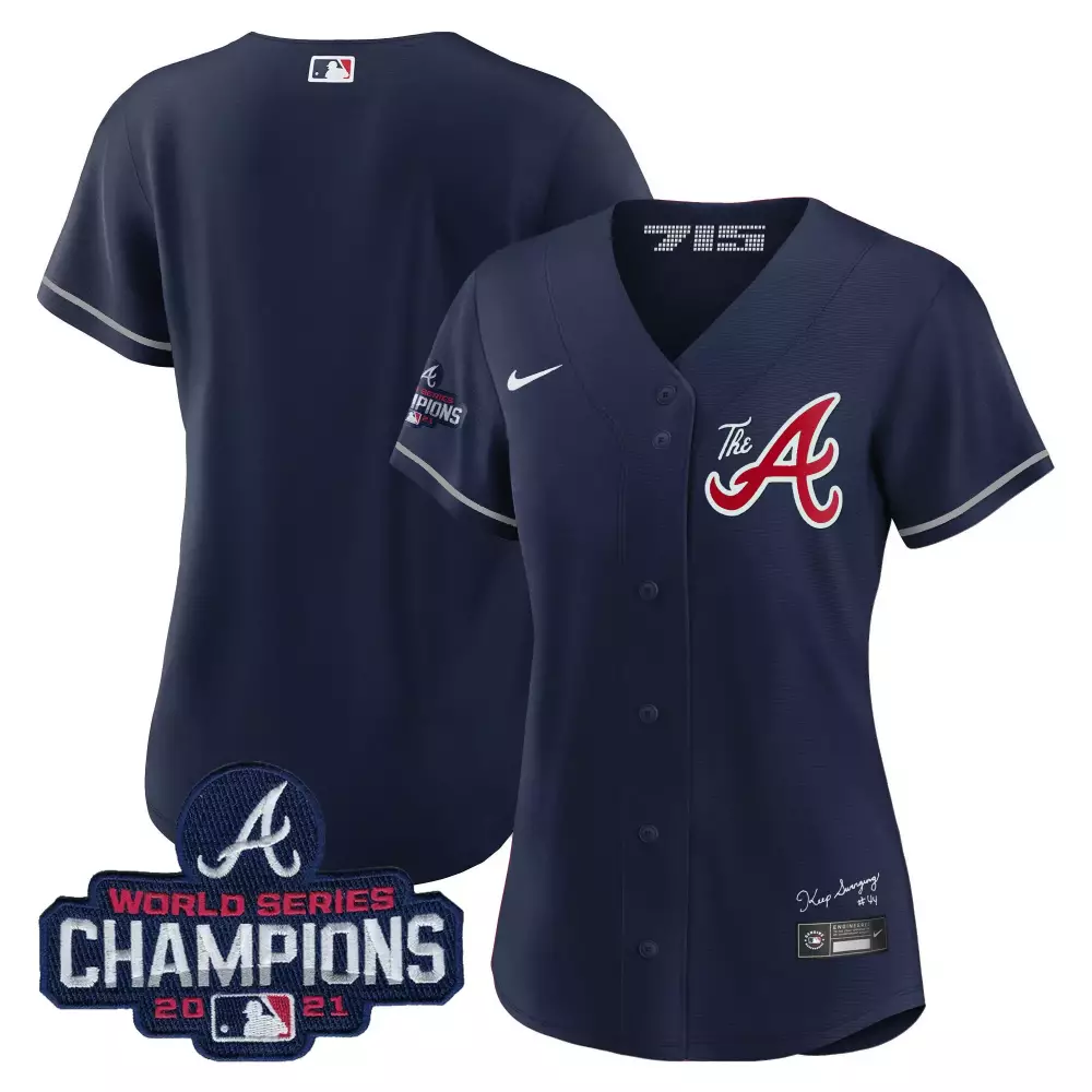 Not Listed Atlanta Braves Jersey Navy World Series Champions 2021 Women Red White