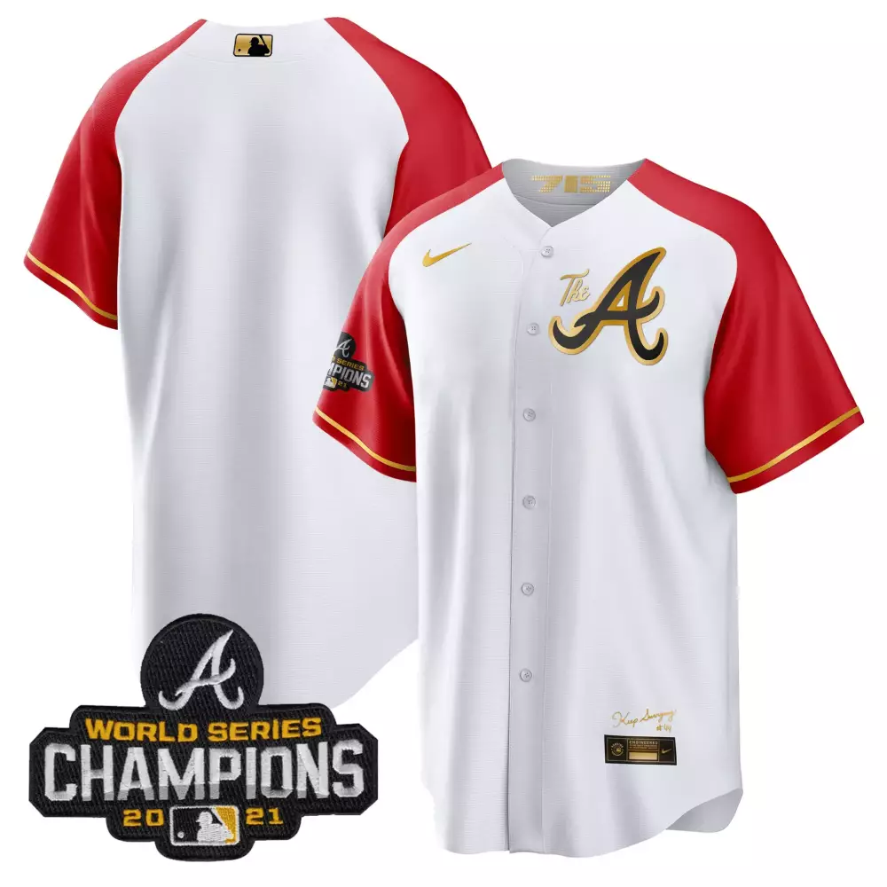 Keep Swinging Atlanta Braves Jersey White World Series Champions 2021 Men Alternate