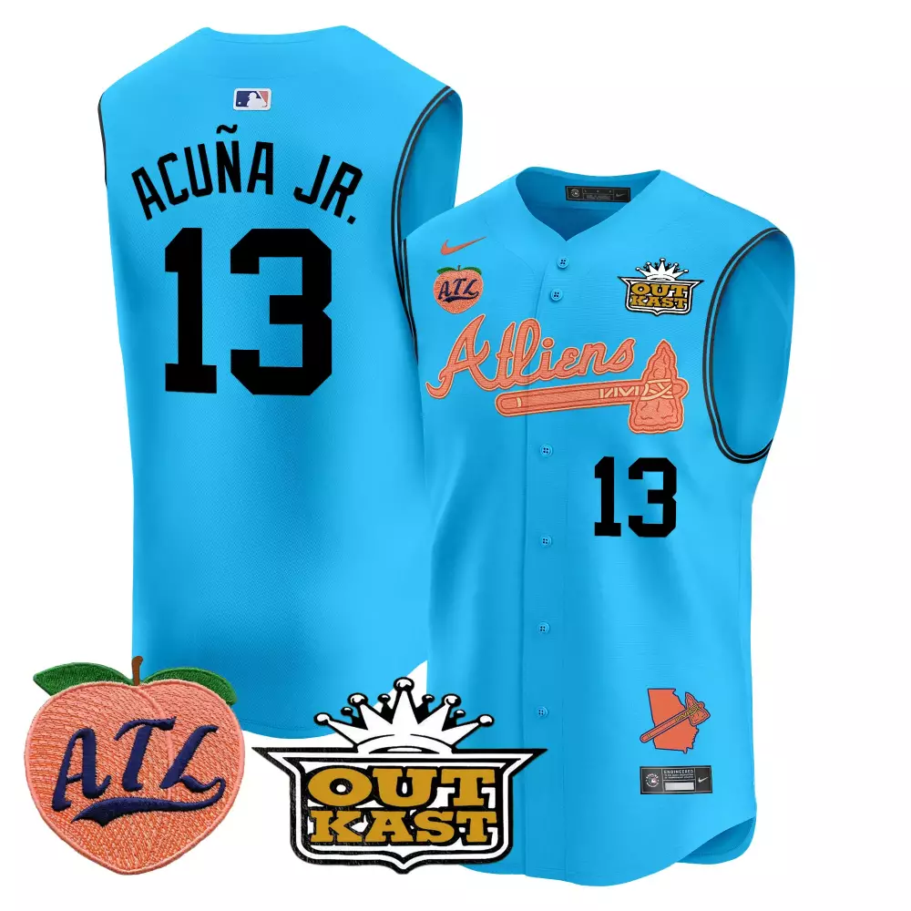 Acua Jr. 13 Atlanta Braves Jersey Light Blue City Connect Outkast Atl Peach 2023