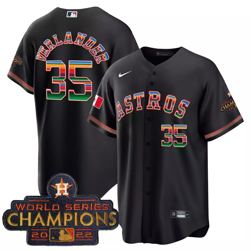 Justin Verlander 35 Astros Jersey Black World Series Champions 2022 Men Alternate